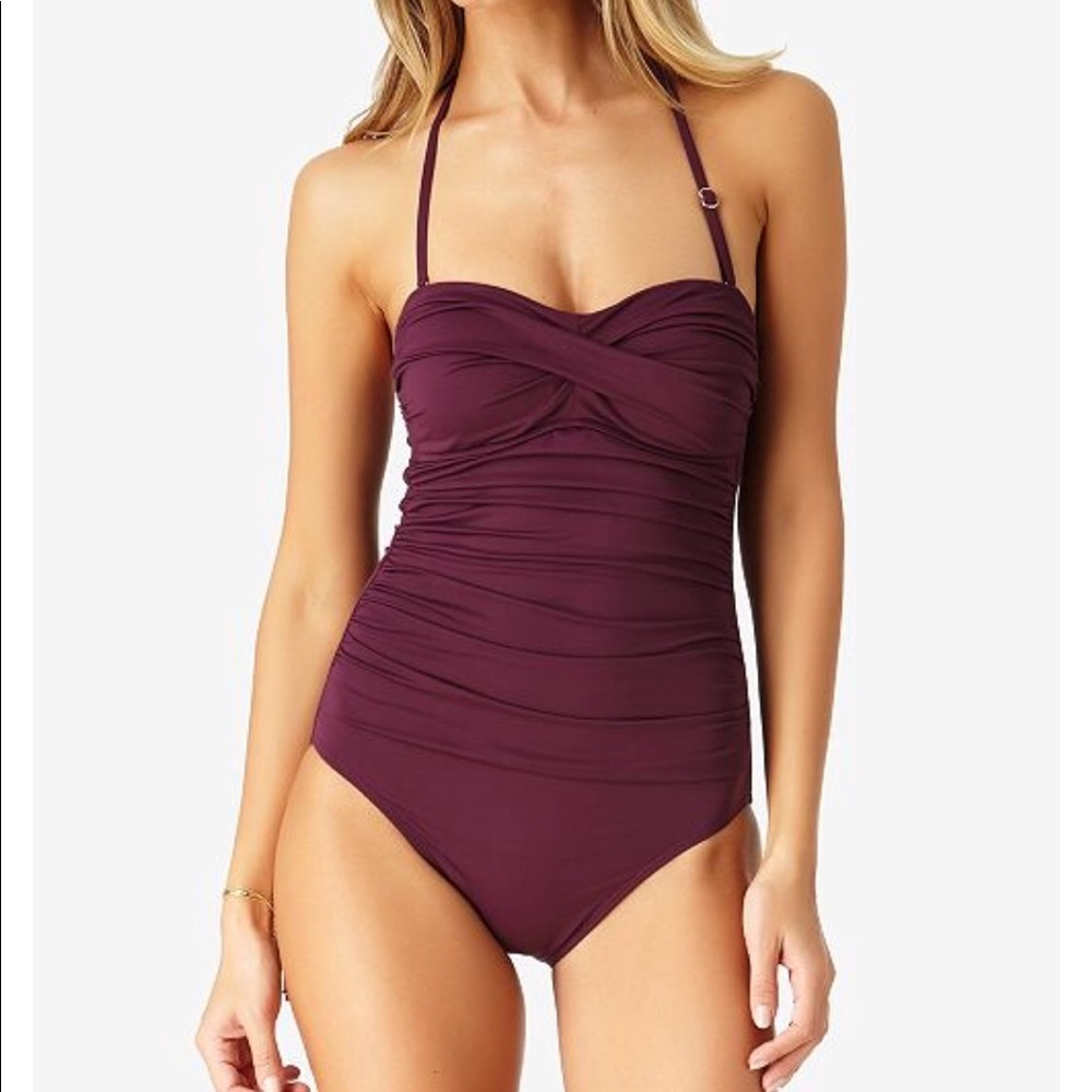NWT Anne Cole Twist-Front Bandeau One-Piece Swimsuit - Picture 2 of 3